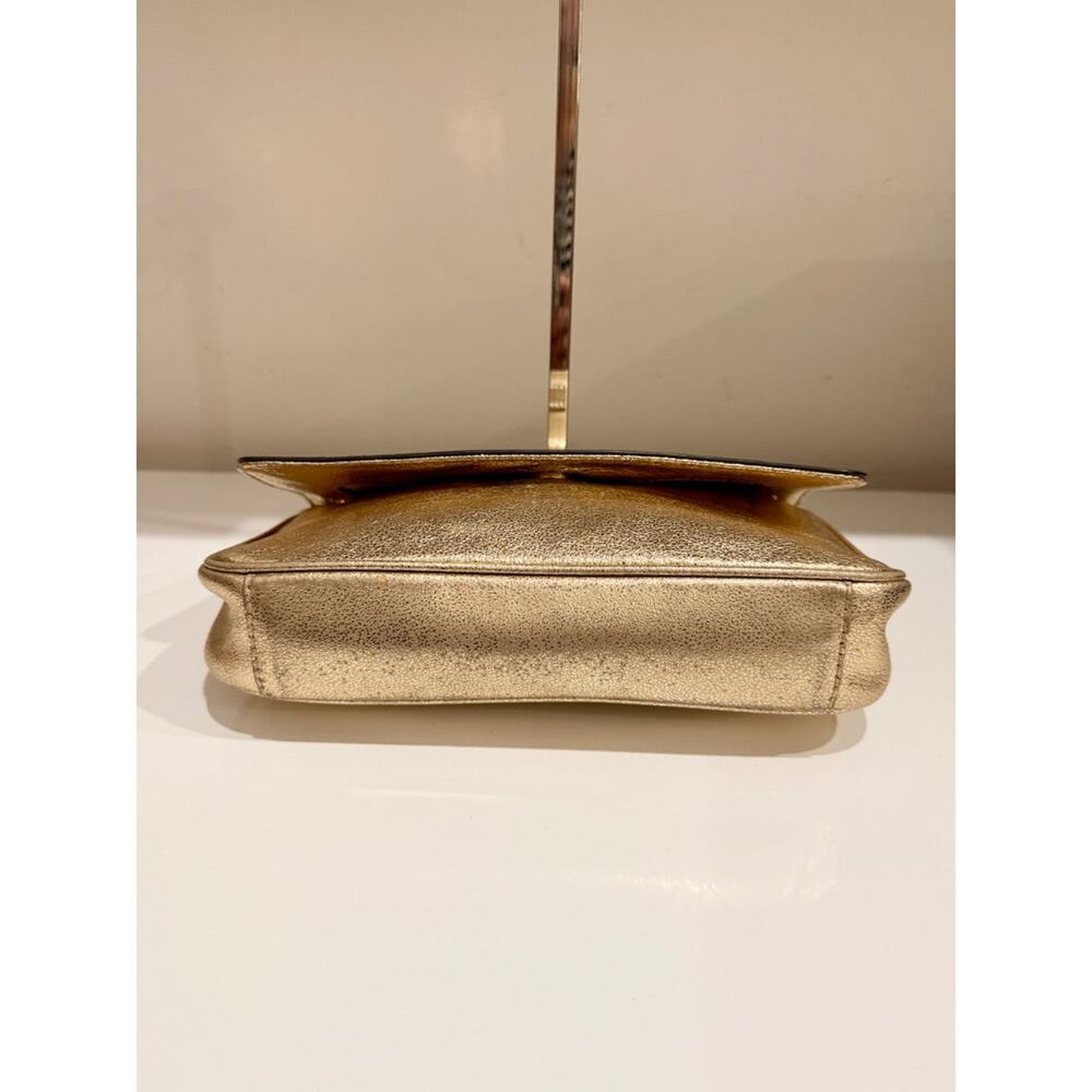 Michael Kors Jet Set Chain Strap Metallic Leather Shoulder Flap Clutch Bag Gold - Picture 5 of 11
